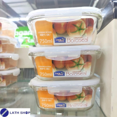 Bộ 3 hộp bảo quản thủy tinh hình vuông Lock&Lock LLG224S3 750ml (Trong suốt)