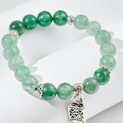 Vòng tay thạch anh rêu xanh charm lồng đèn Ngọc Quý Gemstones