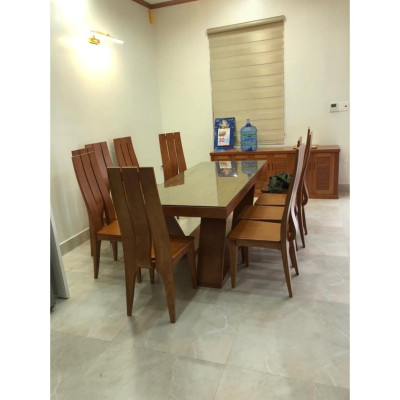 Bộ Bàn Ghế Ăn Bàn Chân Chéo Gỗ Tự Nhiên Cao Cấp (Gỗ Óc Chó, Gỗ Gõ Đỏ, Gỗ Mun)