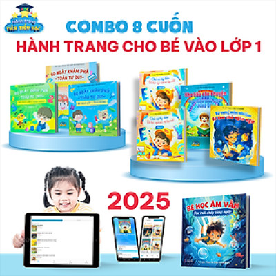 Combo 8 sách Tiền Tiểu học gồm Toán và Tiếng Việt cho bé 4-6 tuổi có App Bài Giảng cho bé sẵn sàng bước vào lớp 1