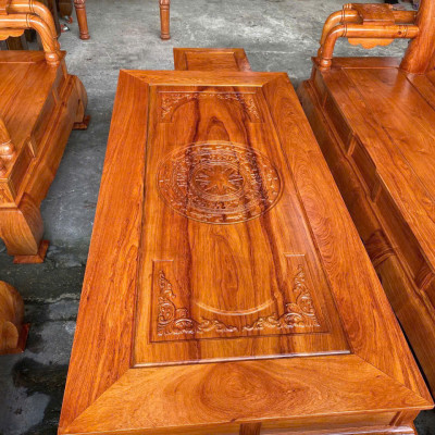 Bộ ghế gỗ Tần Thuỷ Hoàng Juno Sofa gỗ Hương Đá tiện Tay 12 sang trọng 