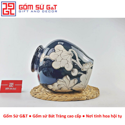 Lọ hoa men hỏa biến dáng vò vẽ sen Gốm Sứ G&T