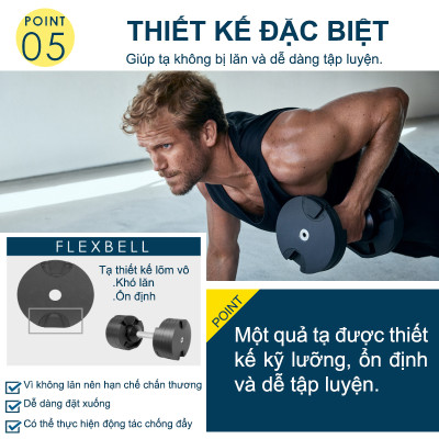 Nuobell flexbell - [All Black] Quả tạ tay điều chỉnh trọng lượng 36kg mỗi lần đổi 2kg 16 cấp độ tạ đòn tập luyện chuyên nghiệp gym