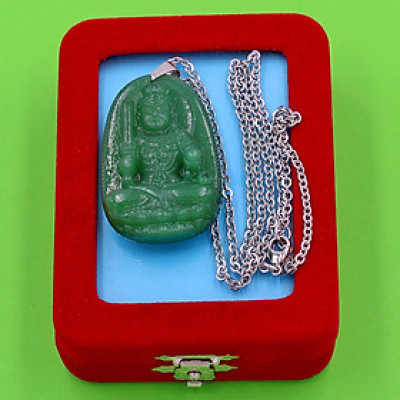 Dây chuyền mặt phật Bất Động Minh Vương - thạch anh xanh 5cm DITTXN1 - dây inox - kèm hộp nhung - tuổi Dậu