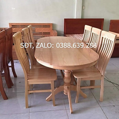 bộ bàn ăn oval gỗ sồi Nga
