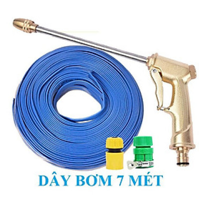Bộ dây vòi xịt nước ️ , tăng áp 3 lần, loại 7m, 10m 206701-3 đầu đồng,cút,nối vàng