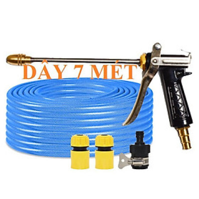 Bộ dây vòi xịt nước ️ , tăng áp 3 lần, loại 7m, 10m 206318 đầu đồng,cút,nối nhựa đen+ mở chai