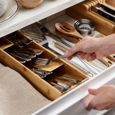 Khay chia ngăn kéo phân loại thìa, dĩa Joseph Joseph 85168 DrawerStore Bamboo Hàng chính hãng