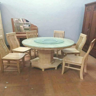 Bàn Ăn Tròn Thọ Cân 6 Ghế Gỗ Hương Đá