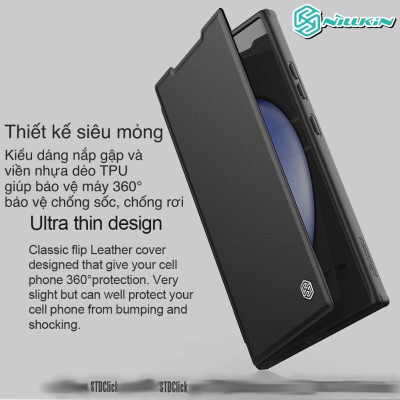 BAO DA cho SAMSUNG GALAXY S24 ULTRA 5G - S24+ 5G NILLKIN QIN PROP - bảo vệ Camera kiêm giá đỡ - Hàng chính hãng