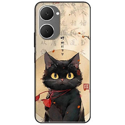 Ốp lưng cho Vivo Y03 - Y03T - Y18 - Y18S - Y18T - Y27 5G - Y28 4G - Y36 - Mèo Đen Nơ Đỏ - Hàng Chính Hãng