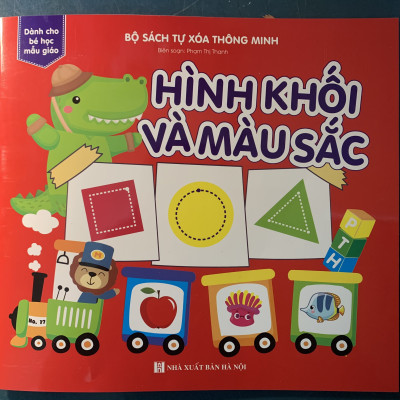 Bộ Sách Tự Xóa Thông Minh - Kèm 02 bút tự xóa - 4 cuốn Toán, Chữ cái, chữ số, hình khối và màu sắc - Sách cho bé học mẫu giáo