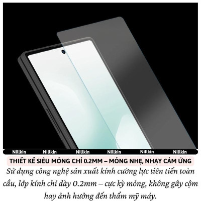 Miếng dán kính cường lực không viền màn hình cho Samsung Galaxy Fold 7 5G hiệu Nillkin H+ Pro - Phủ Nano, vát cạnh 2.5D, mỏng 0.2mm, Chống Lóa, Hạn Chế Vân Tay - Hàng nhập khẩu