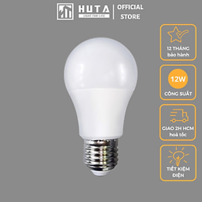 Combo Bóng Đèn Led Bulb HUTA 12w Đuôi E27, Tiết Kiệm Điện, Chống Nước, Ánh Sáng Trắng/Vàng, Trang Trí Quán Cà Phê, Nhà Hàng