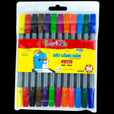 Bút lông màu rửa được hai đầu Smartkids WM05 (12 màu/vỉ)