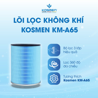 Lõi Lọc Không Khí Kosmen KM-A65 Màng Lọc Than Hoạt Tính Loại Bỏ 99,97% Bụi Mịn - Hàng Chính Hãng