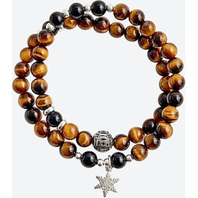 Vòng tay đôi thạch anh mắt hổ charm ngôi sao Ngọc Quý Gemstones