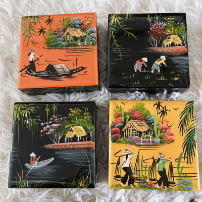 Lót ly sơn mài Thanh Bình Lê đa dạng mẫu mã màu sắc