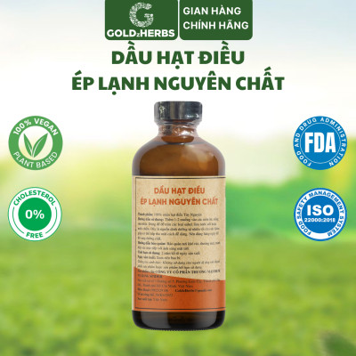 Dầu hạt điều ép lạnh nguyên chất GoldzHerbs - Chai 120ml/ 250ml