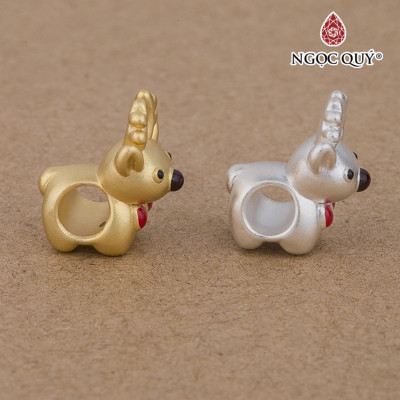 Charm bạc tuần lộc giáng sinh xỏ ngang - Ngọc Quý Gemstones