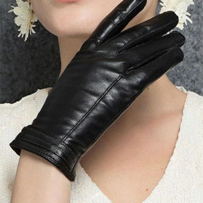 Găng tay nữ da cừu đơn giản BHY8618 Bao tay nữ lót lông giữ ấm, chống ngấm nước tốt.