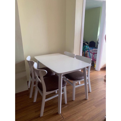 Bộ bàn ăn mango trắng 1m2 + 4 ghế mango  Thương hiệu Nội Thất Bình Long 