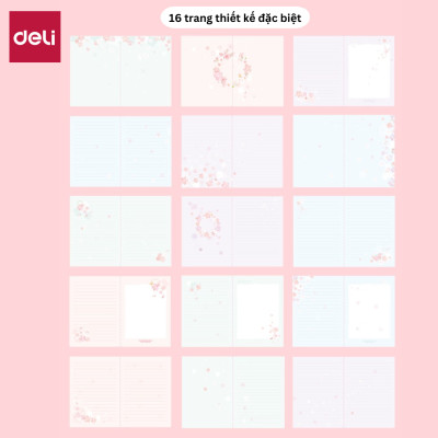 Sổ Tay Ghi Chép Kẻ Ngang 224 Trang 80Gsm Bìa Hoa Anh Đào Cao Cấp Deli - Bìa Chống Nước Màu Ngẫu Nhiên Phù Hợp Làm Sổ Tay Kế Hoạch Planner - SZ048 SZ051