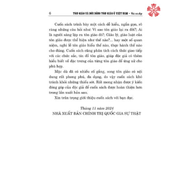 Tôn giáo và đời sống tôn giáo ở Việt Nam - Hỏi và đáp, tác giả Nguyễn Thái Bình và Đỗ Thị Thanh Hương (bản in 2024)