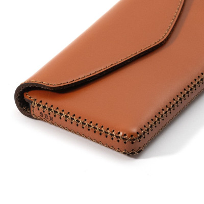 Ví da nắp nhọn cho Samsung S25 Edge, chất liệu da bò, hiệu Khắc Tên - Hàng chính hãng