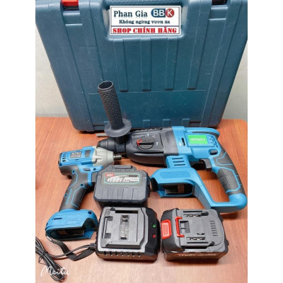 Combo 2Món  Máy khoan bê tông & Chuyên Vít Pin 15Cell-Động cơ từ mạnh mẽ.
