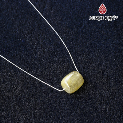 Dây chuyền bạc lu thống thạch anh tóc vàng 9x11mm mệnh thủy, kim - Ngọc Quý Gemstones
