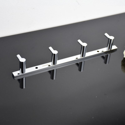 Móc treo quần áo tiện lợi 4 móc chất liệu đồng mạ crom Y-6302-4 mặt gương sáng bóng Hiwin kích thước 250x28x28