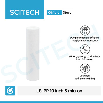 Combo 5 lõi lọc nước số 1 PP 10 inch 5 micron dùng trong máy lọc nước Nano/UF/RO, bộ lọc thô - Hàng chính hãng