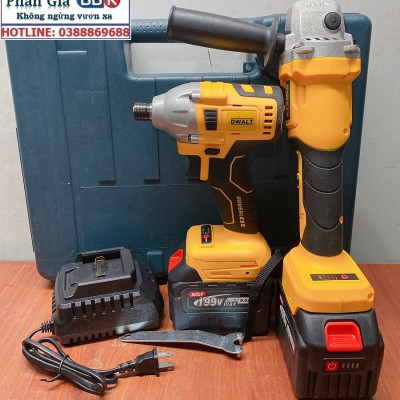 Bộ Combo 2 Trong 1 Gồm Máy Mài Góc Và Máy Chuyên Vít 199V Pin 15 Cell - Tặng Hộp Đựng - Bảo Hành Chính Hãng