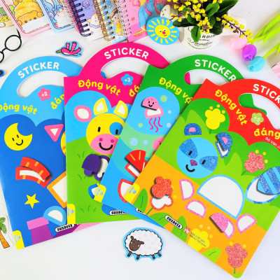 Sách - Conbo 4 cuốn Sticker Động Vật Đáng Yêu - Dành cho bé 2-5 tuổi - ndbooks