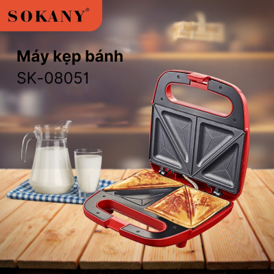 Máy nướng ép bánh SOKANY công suất lớn 750W tích hợp 2 mặt chống dính teflon giúp bánh chín nhanh chóng vô cùng tiện ích - HÀNG CHÍNH HÃNG