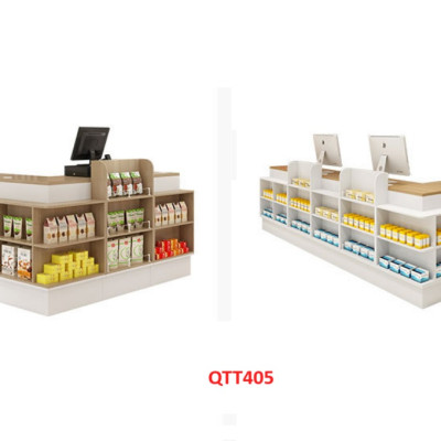 Bàn tính tiền siêu thị , Bàn thu ngân thiết kế tiện lợi QTT405 - Nội thất lắp ráp Viễn Đông Adv