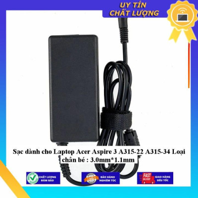 Sạc dùng cho Laptop Acer Aspire 3 A315-22 A315-34 Loại chân bé : 3.0mm*1.1mm - Hàng Nhập Khẩu New Seal