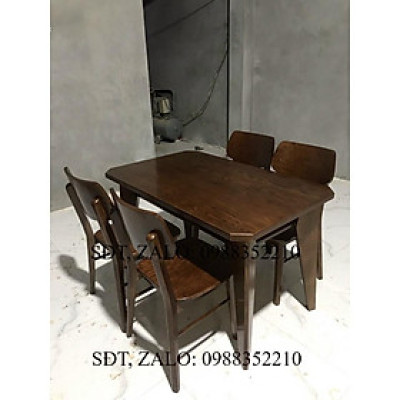 Bàn ăn 4 ghế vát cạnh gỗ sồi nga