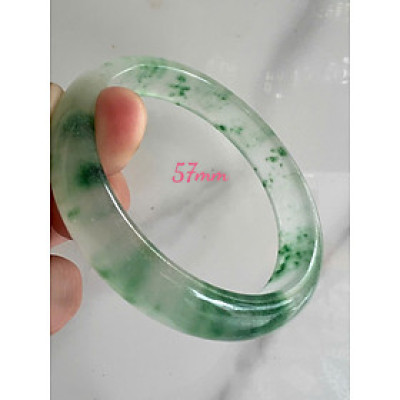 Vòng Tay Nữ Bản Hẹ Đá Mã Não DuLong Trắng Xanh Rong Biển Bông Trong Bóng Đẹp Ni Ni 57mm Cao 12mm Dầy 7mm Nữ 54kg - 58kg đeo tay xinh rẻ đẹp món quà tặng ý nghĩa ạ 