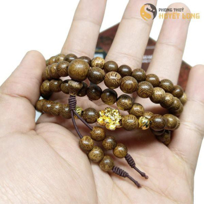 Chuỗi Trầm Hương Tốc 108 Hạt Mix Hoa Sen, Chuỗi Trầm Hương Quấn Tay Phong Thủy