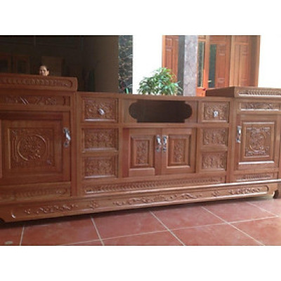 Kệ tv gỗ xoan đào 2m4 kiểm hàng trước khi thanh toán