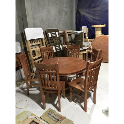 Bàn ăn tròn 6 ghế gỗ Sồi Nga hàng cao cấp