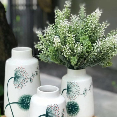 Set 3 lọ hoa decor gốm sứ Bát Tràng cao cấp cao 23