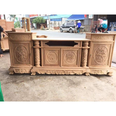 Kệ tivi Kệ tv gỗ gõ đỏ kệ cột nho 2.4m