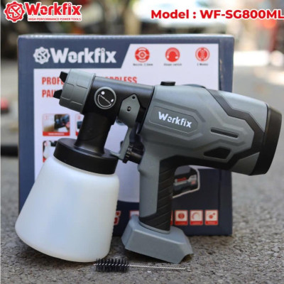 Máy phun sơn pin WORKFIX WF-SG800M, Bình 800ml - 650ml/phút, 2 Kiểu phun - Bảo hành 12 tháng