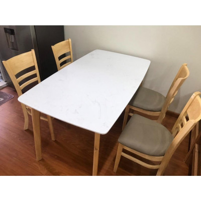 Bộ bàn ăn cabin mặt đá màu tự nhiên 1m4 + 4 ghế cabin  Thương hiệu Nội Thất Bình Long 