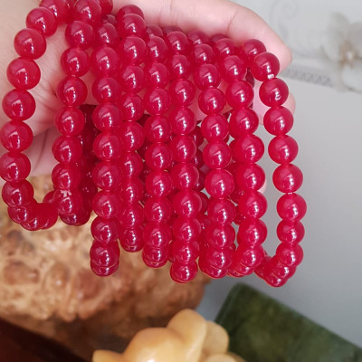 Vòng tay nữ đá mã não đỏ hạt 8mm tươi đậm bóng đẹp Nữ mệnh hỏa mệnh thổ đeo đẹp xinh xinh tay Vòng màu này Nữ lớn nhỏ bé đeo được hết đeo vòng đỏ cho may mắn cả năm xinh đẹp tay ạ