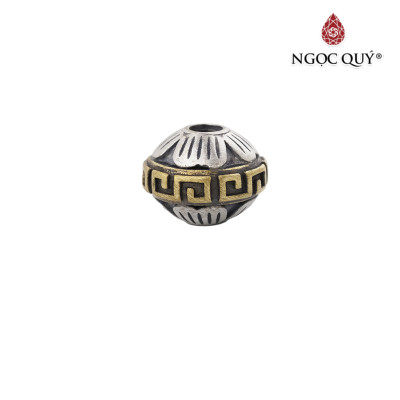 Charm bạc dĩa bay họa tiết hoa văn dát đồng xỏ ngang - Ngọc Quý Gemstones