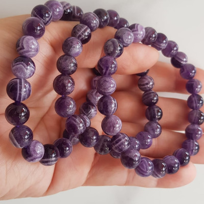 Vòng tay nữ đá thạch anh tím vân mới 8mm mệnh hỏa mệnh thổ rẻ đẹp Vòng đeo tốt sức khỏe, tim mạch, may mắn thuận lợi công việc cuộc sống ạ